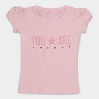 Girls' Light Pink Cotton Crew Neck Short Sleeve T-Shirt, Light Pink, small image number null