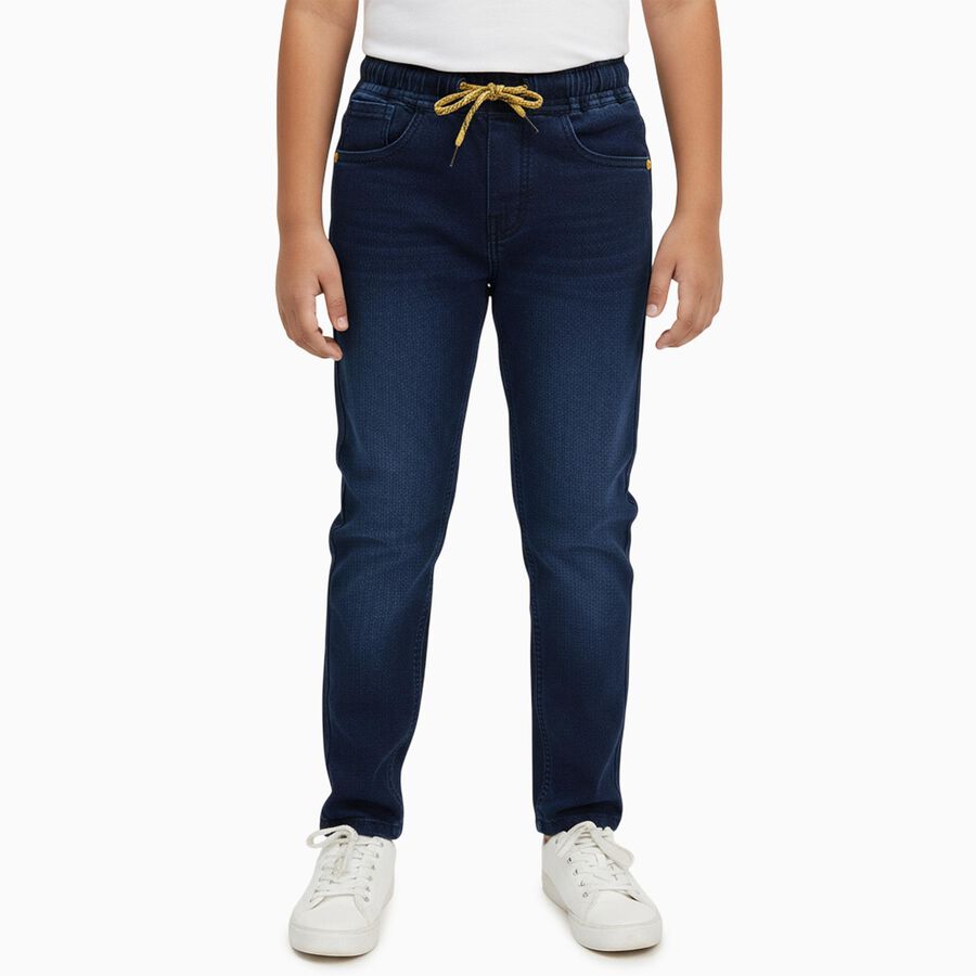 Boys' Regular Fit Jeans, गहरा नीला, large