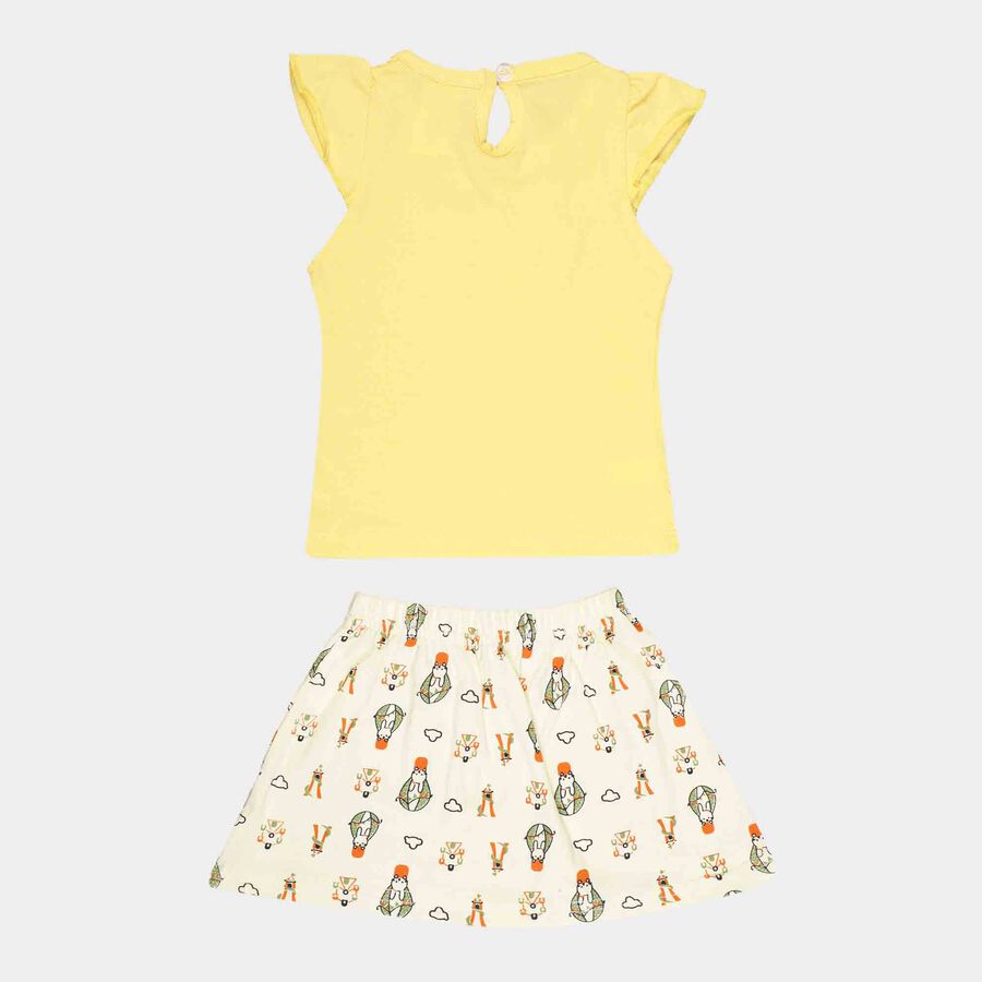 Chest Printed Skirt Top Set, Yellow, large image number null