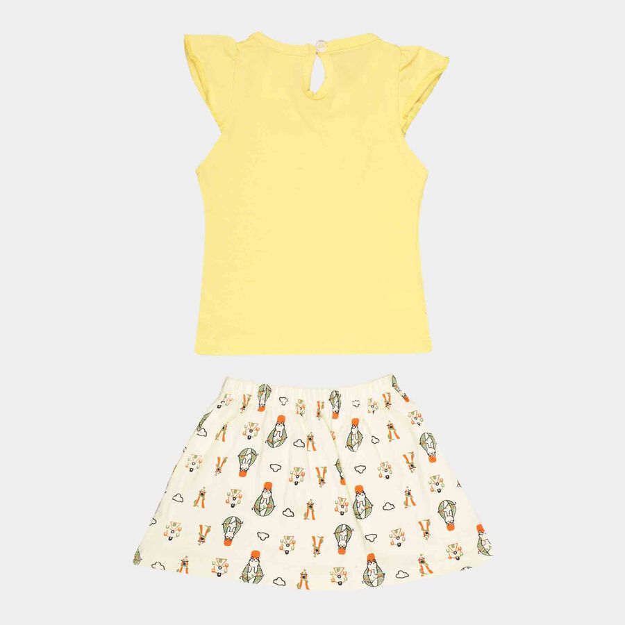 Chest Printed Skirt Top Set, Yellow, large image number null