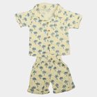 Infants' Cream 100% Cotton Camp Collar Printed Baba Suit, ऑफ व्हाइट, small