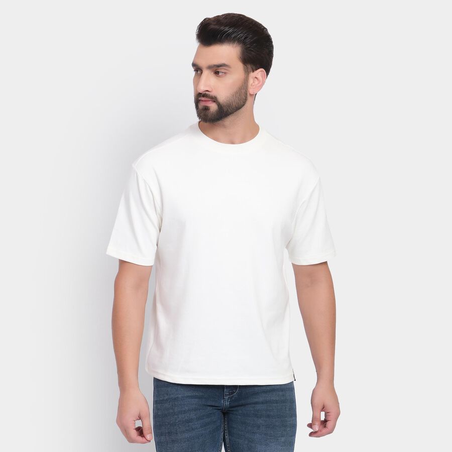 Men's Round Neck Half Sleeves T-Shirt , White, large image number null