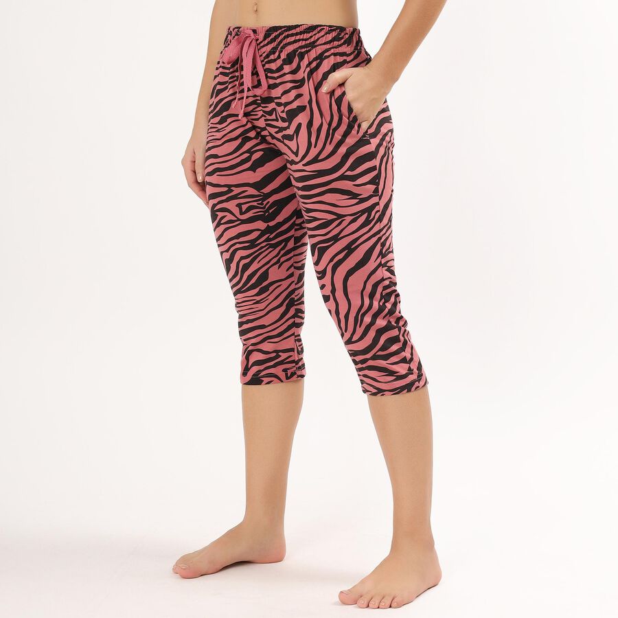Unisex Bright Multicolor Slim Fit Flared Capri, गुलाबी, large image number null