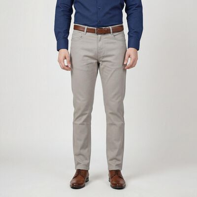 Men's Light Grey Slim Fit Casual Trousers