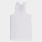 Boys White Cotton Round Neck Sleeveless Vest, White, small