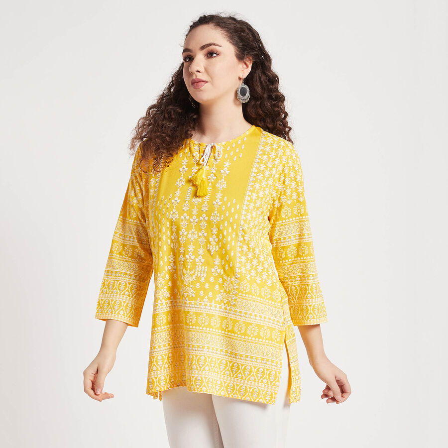 Solid Straight Kurti, Yellow, large image number null