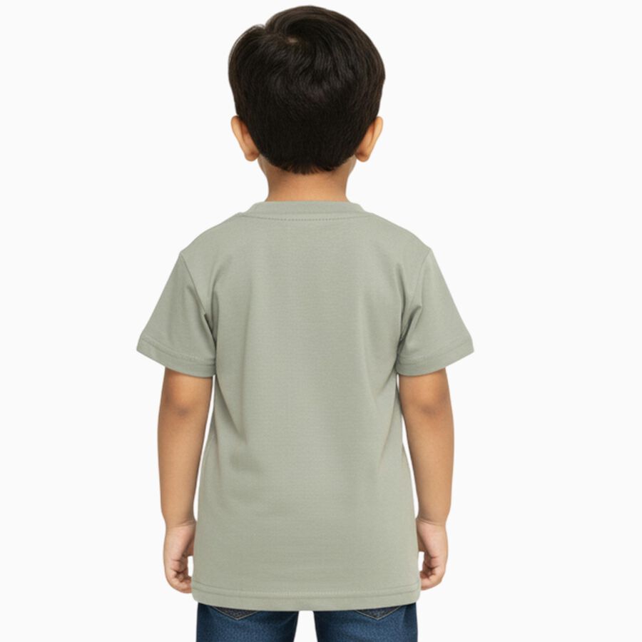 Boys Light Sage Green Crew Neck Casual T-Shirt, Light Green, large image number null