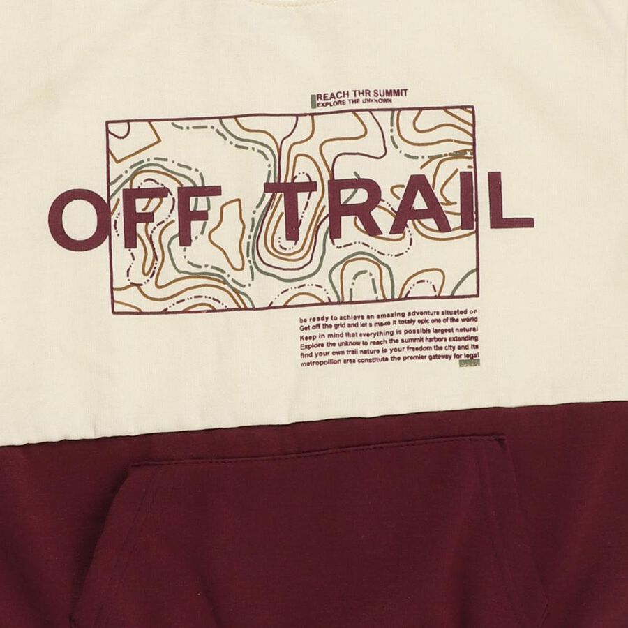 Boys Cream and Maroon Crew Neck Casual Sweatshirt, बैंगनी, large image number null