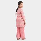 Girls Fuchsia Round Neck Fusion Set Upper and Bottom Set, Fuchsia, small