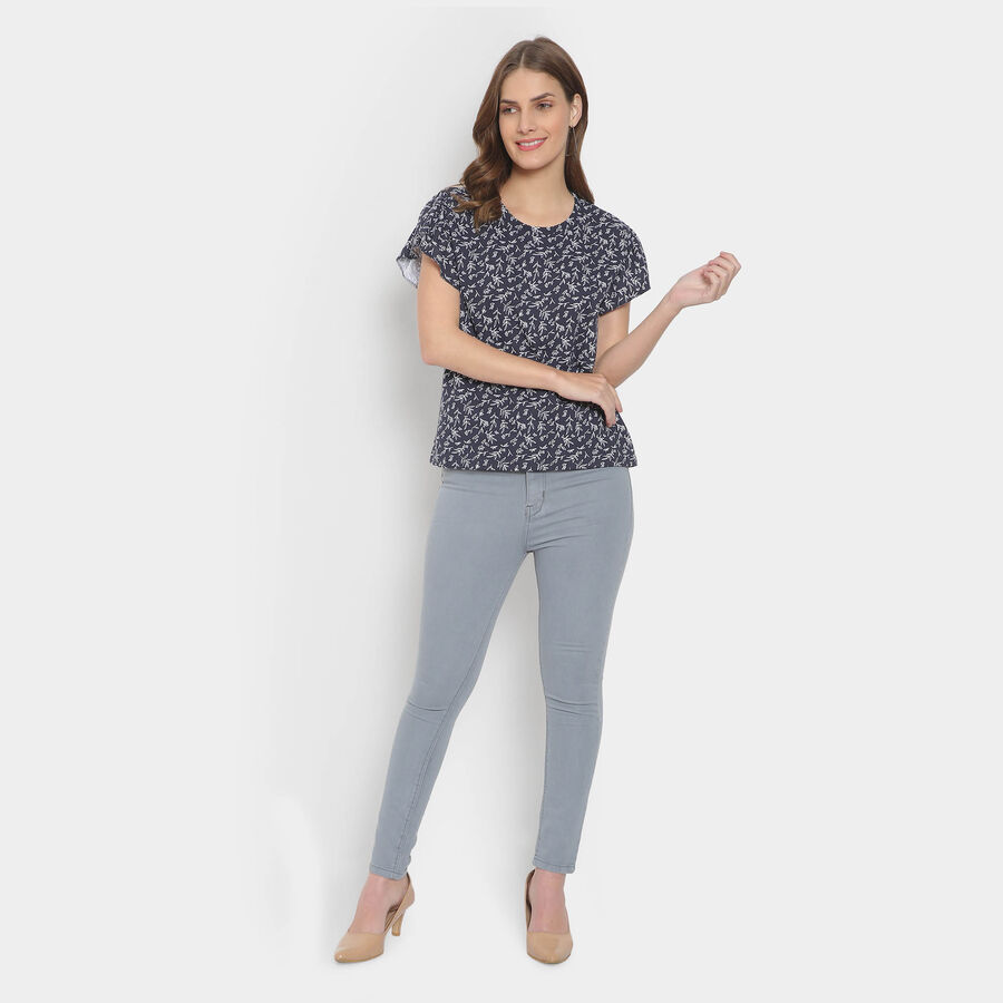 Round Neck T-Shirt, Navy Blue, large image number null