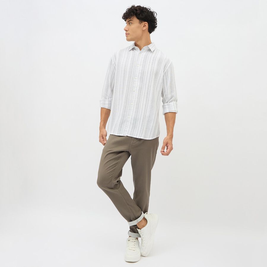 Men's Rich Eggshell White Full Sleeve Classic Casual Shirt, Off White, large image number null