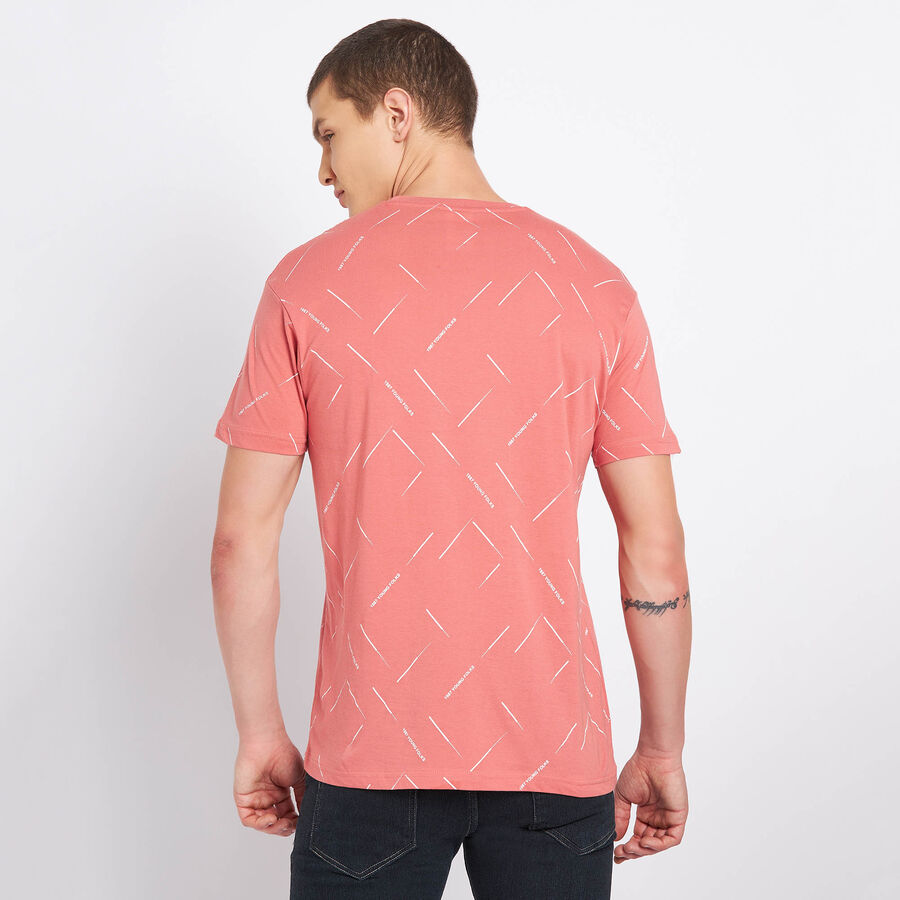 Cotton Round Neck T-Shirt, Peach, large image number null