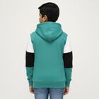 Boys' Dark Teal Green Hooded Neck Streetwear Sweatshirt, गहरा हरा, small image number null