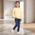 Girls Yellow Round Neck Pullover Sweatshirt, Yellow, small