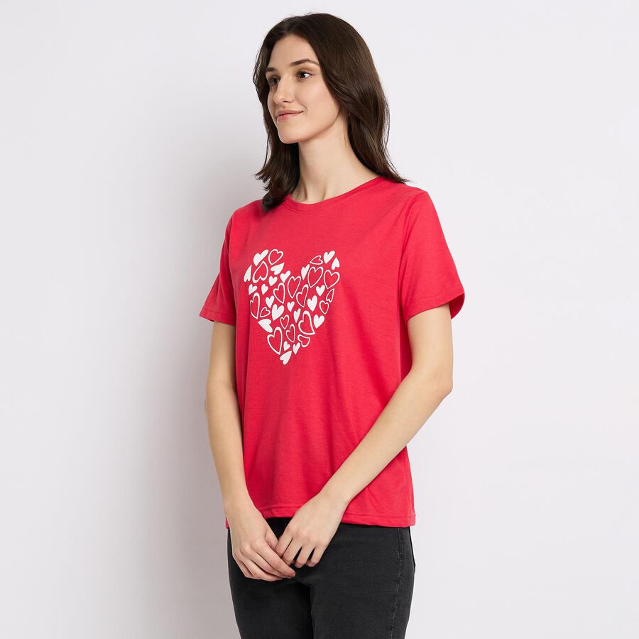 Ladies' Round Neck T-Shirt , मूँगा (कोरल), large image number null