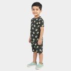 Boys' Charcoal 100% Cotton Round Neck Dinosaur Printed Baba Suit, Charcoal, small