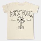 Boys' Ivory Cotton Round Neck Graphic Print T-Shirt, ऑफ व्हाइट, small image number null