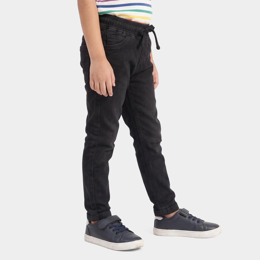 Boys' Black Drawstring Jeans, Black, large