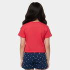 Girls' Fuchsia Cotton Round Neck Graphic Printed T-Shirt, Fuchsia, small