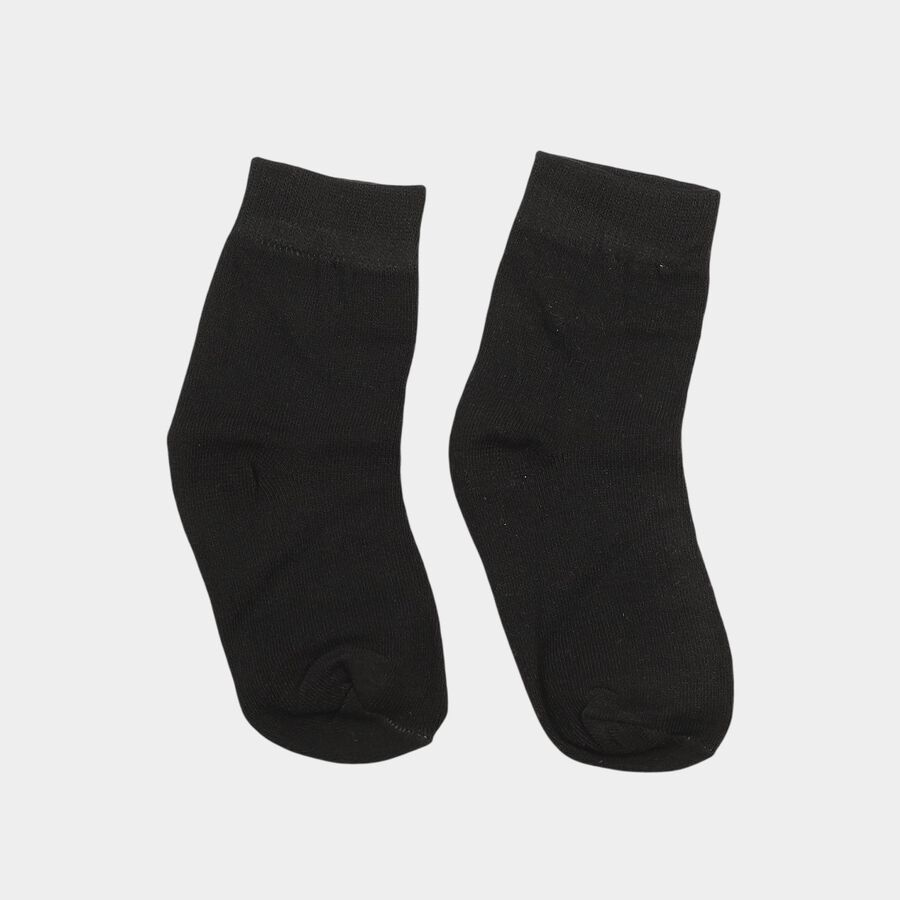 Boys' Black Regular Fit Solid Pack of 1 Socks, Black, large