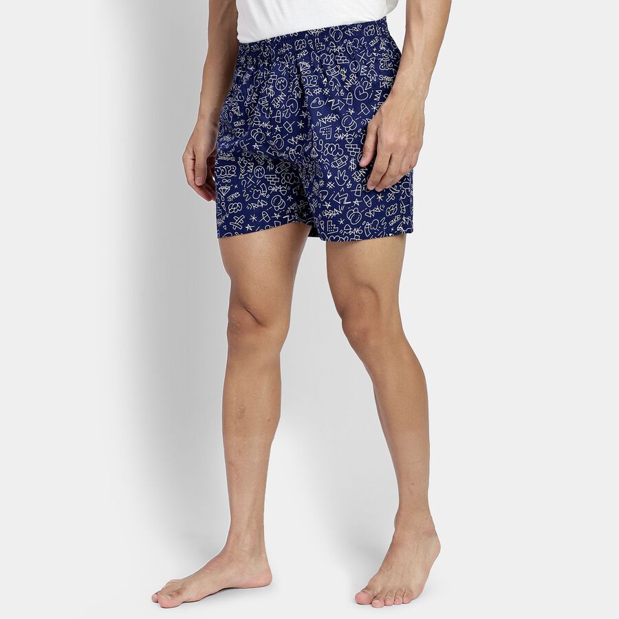 Men's 100% Cotton Boxers, Navy Blue, large image number null