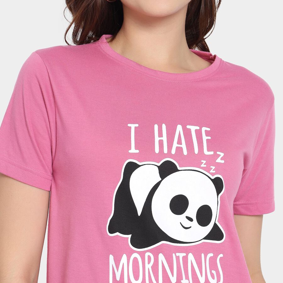 Ladies' Round Neck T-Shirt, गुलाबी, large image number null