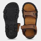 Boys' Brown Velcro Strap Sandals, भूरा, small
