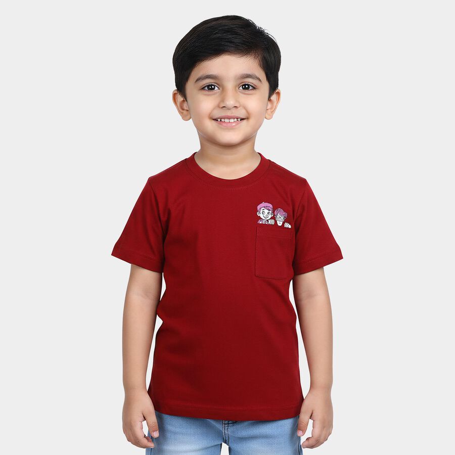 Boys' Half Sleeves T-Shirt, Maroon, large