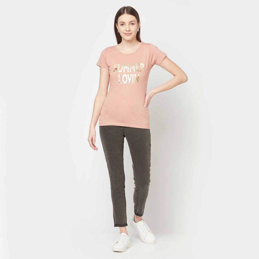 राउन्ड नेक टी-शर्ट, Pink, large image number null