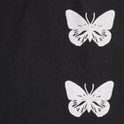 Boys' Jet Black Cotton Blend Butterfly Print Jogger Pyjama, Black, small image number null
