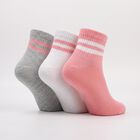 Women's Assorted Regular Fit Striped Pack of 3 Socks, Assorted, small