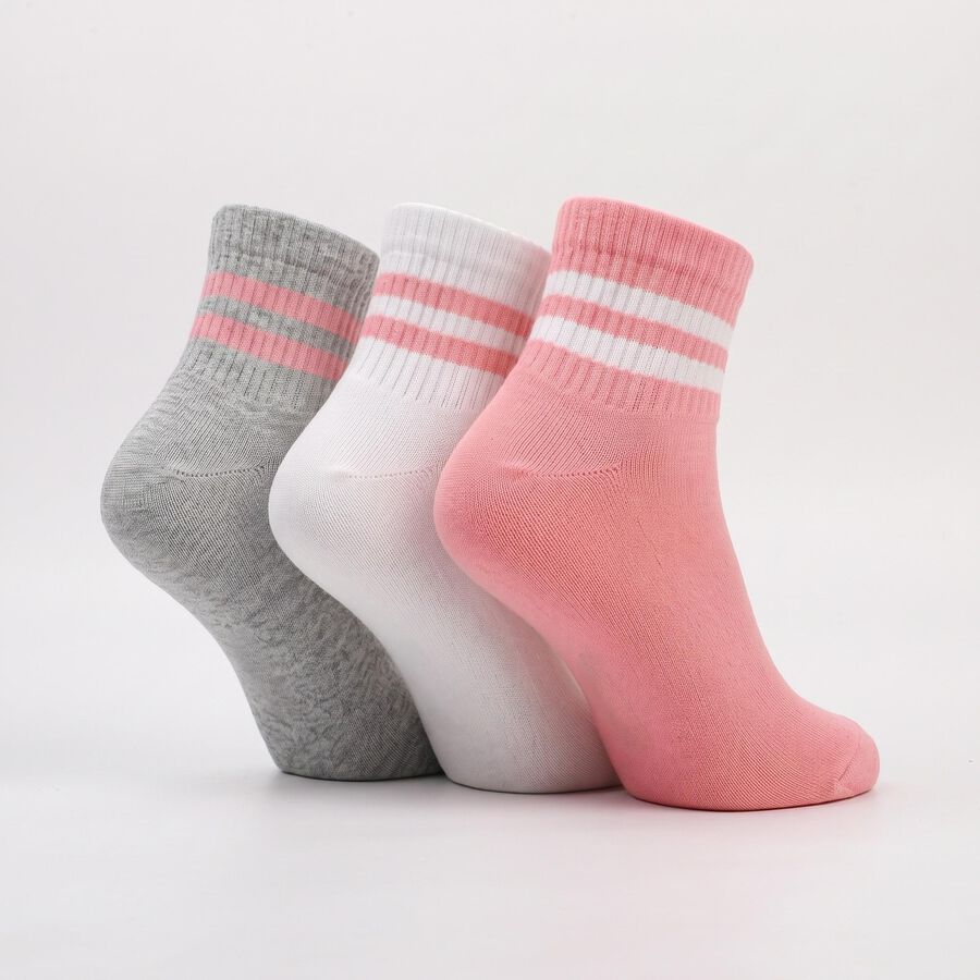 Women's Assorted Regular Fit Striped Pack of 3 Socks, Assorted, large