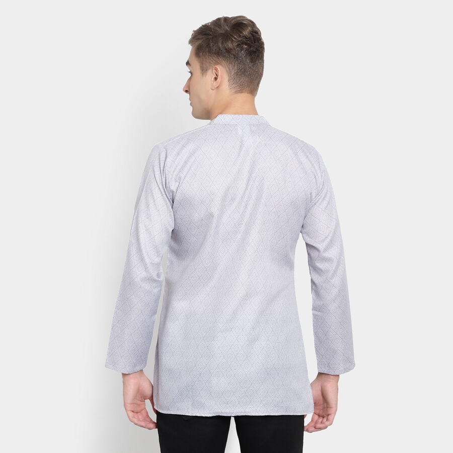 Printed Mandarin Collar Kurta, Light Grey, large image number null