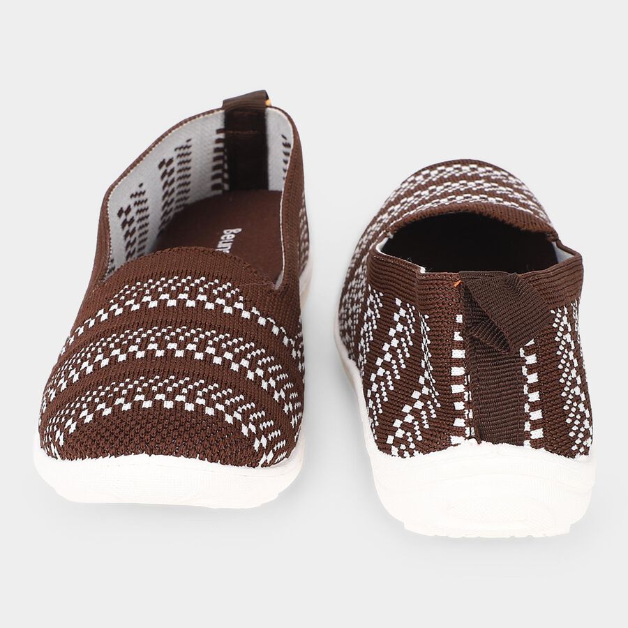 Women's Brown Geometric Slip-On Casual Shoes, भूरा, large