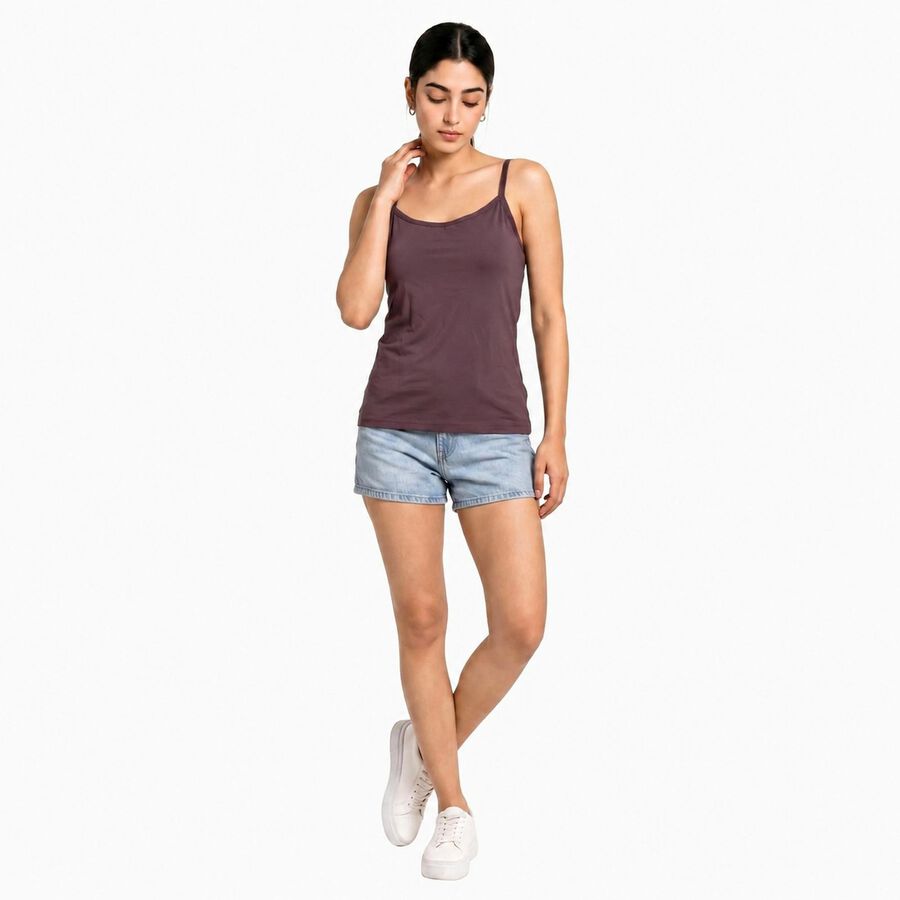 Women's Purple Scoop Neck Camisole Slip, बैंगनी, large