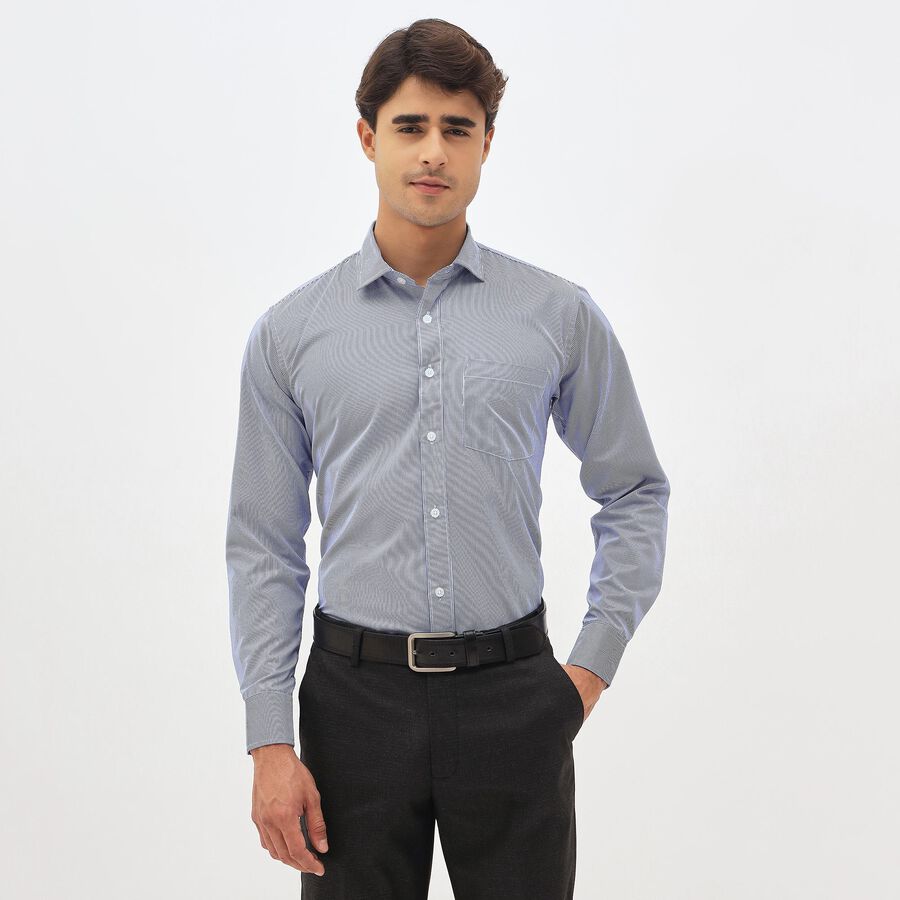 Men's Midnight Blue Classic Formal Shirt, मध्यम नीला, large image number null