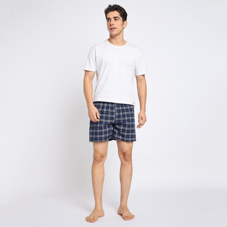 Men's 100% Cotton Boxers, Navy Blue, large image number null