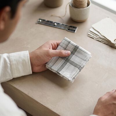Men's Dark Grey Checked Pack of 3 Handkerchief