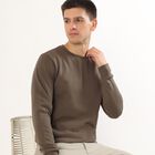 Men's Muted Olive Green Crew Neck Casual Sweatshirt, Khaki, small image number null