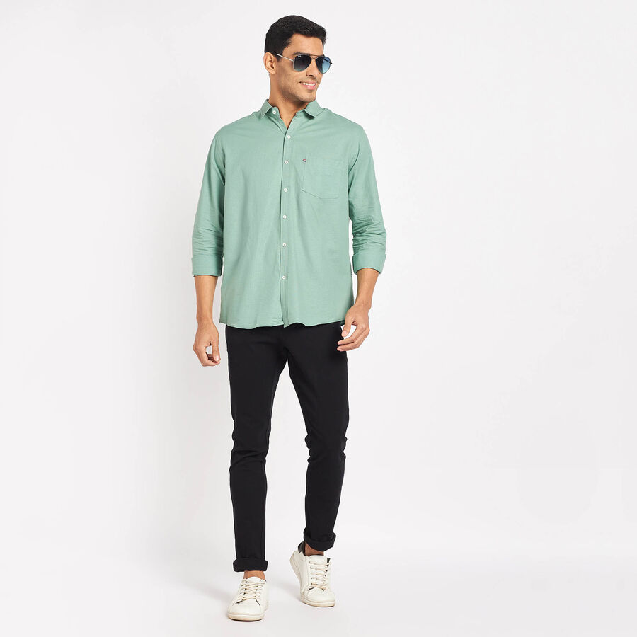 Cotton Solid Casual Shirt, हल्का हरा, large image number null