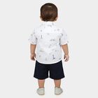 Infants' Navy Blue Cotton Collared Nautical Printed Baba Suit, Navy Blue, small