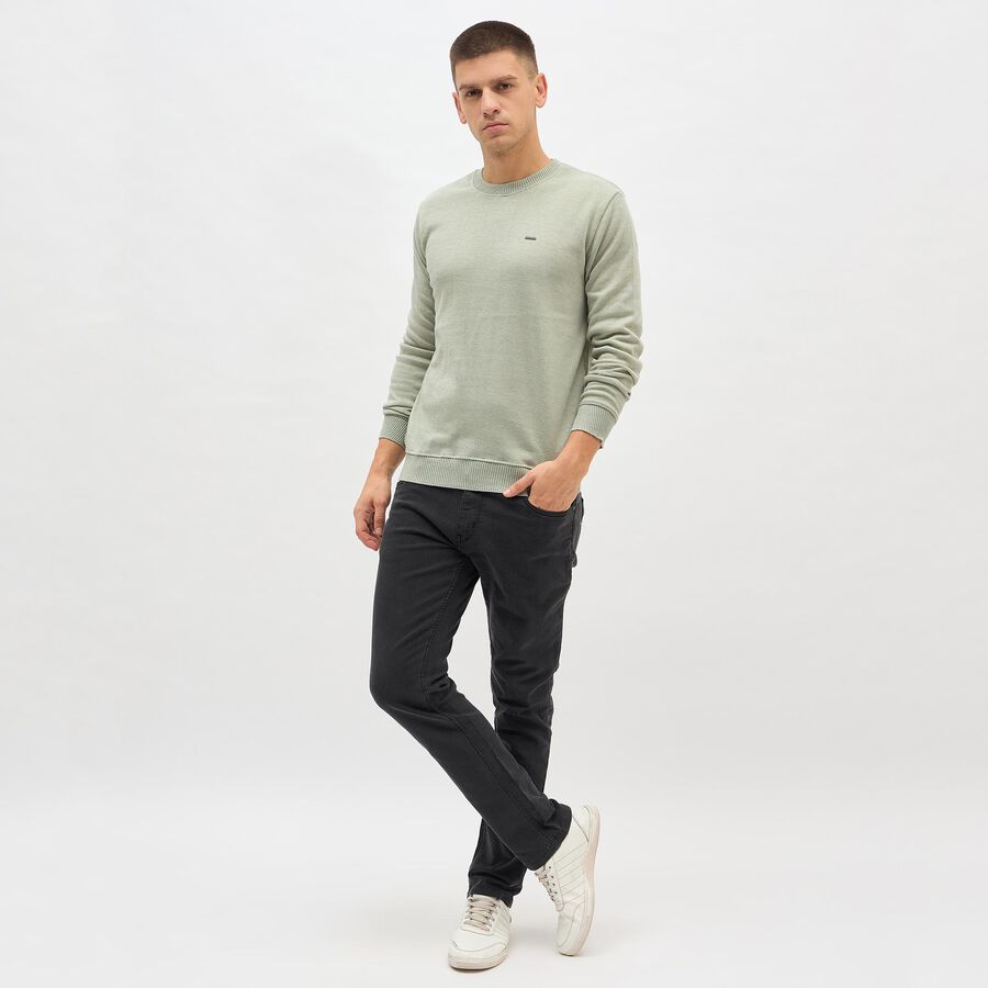 Men's Light Sage Green Crew Neck Casual Pullover, Light Green, large image number null