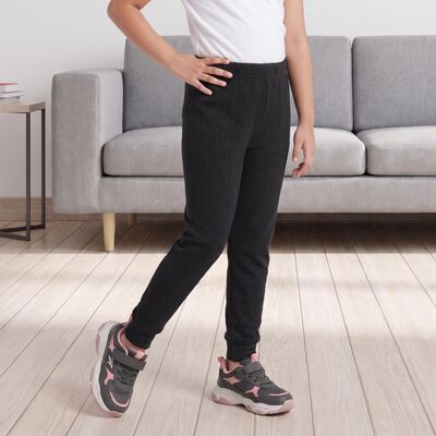 Girls Charcoal Long Johns Thermal
