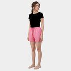 Women's Pink Regular Fit Drawstring Sports Shorts, हल्का गुलाबी, small