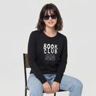 Women's Black Round Neck Regular Top, Black, small