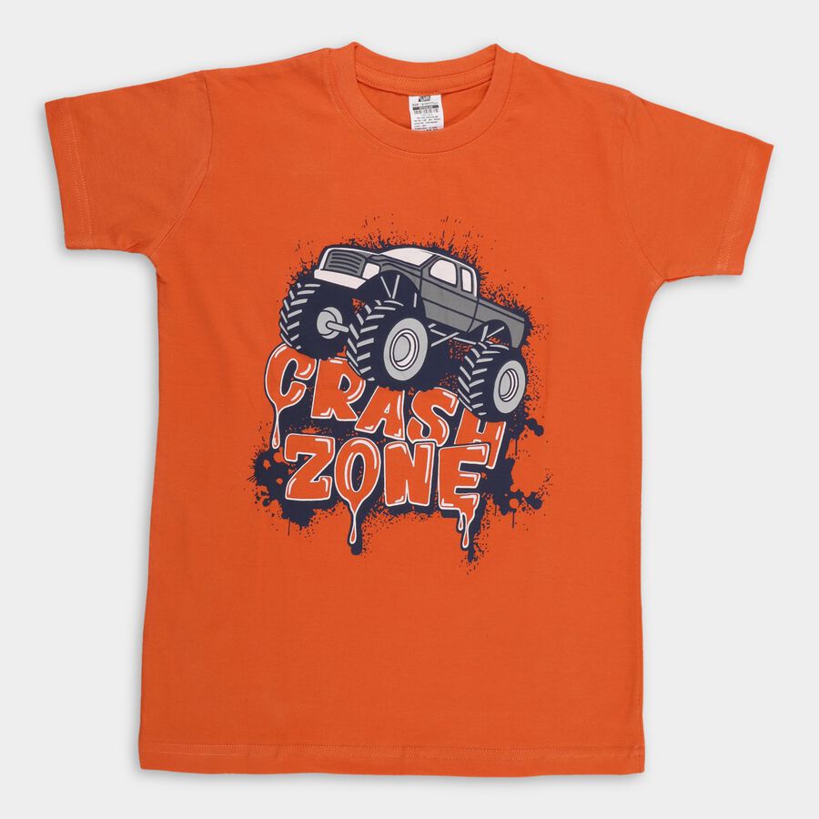 Boys' 100% Cotton Half Sleeves T-Shirt , Rust, large image number null