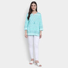 3/4th Sleeves Straight Kurti, Aqua, small image number null