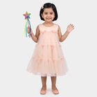 Girls' Pink Sleeveless Tiered Bow Detail Frock, Light Pink, small