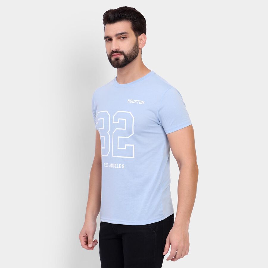 Men's Round Neck Half Sleeves T-Shirt, Sky Blue, large image number null