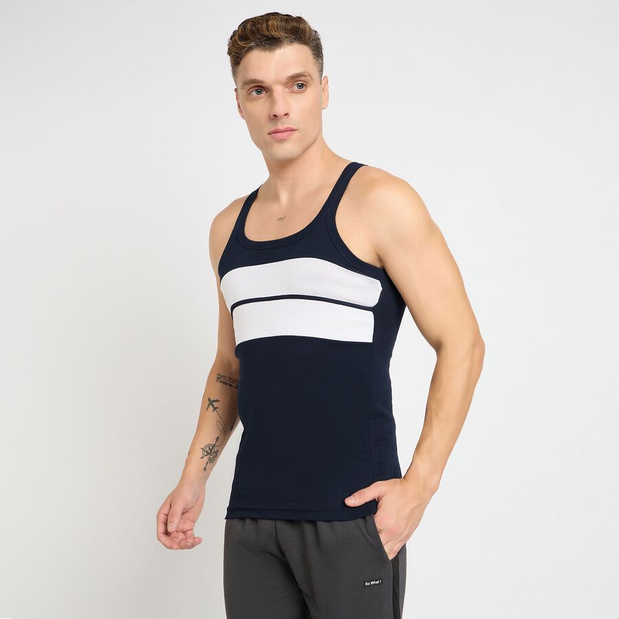 Men's 100% Cotton Gym T-Shirt, Navy Blue, large